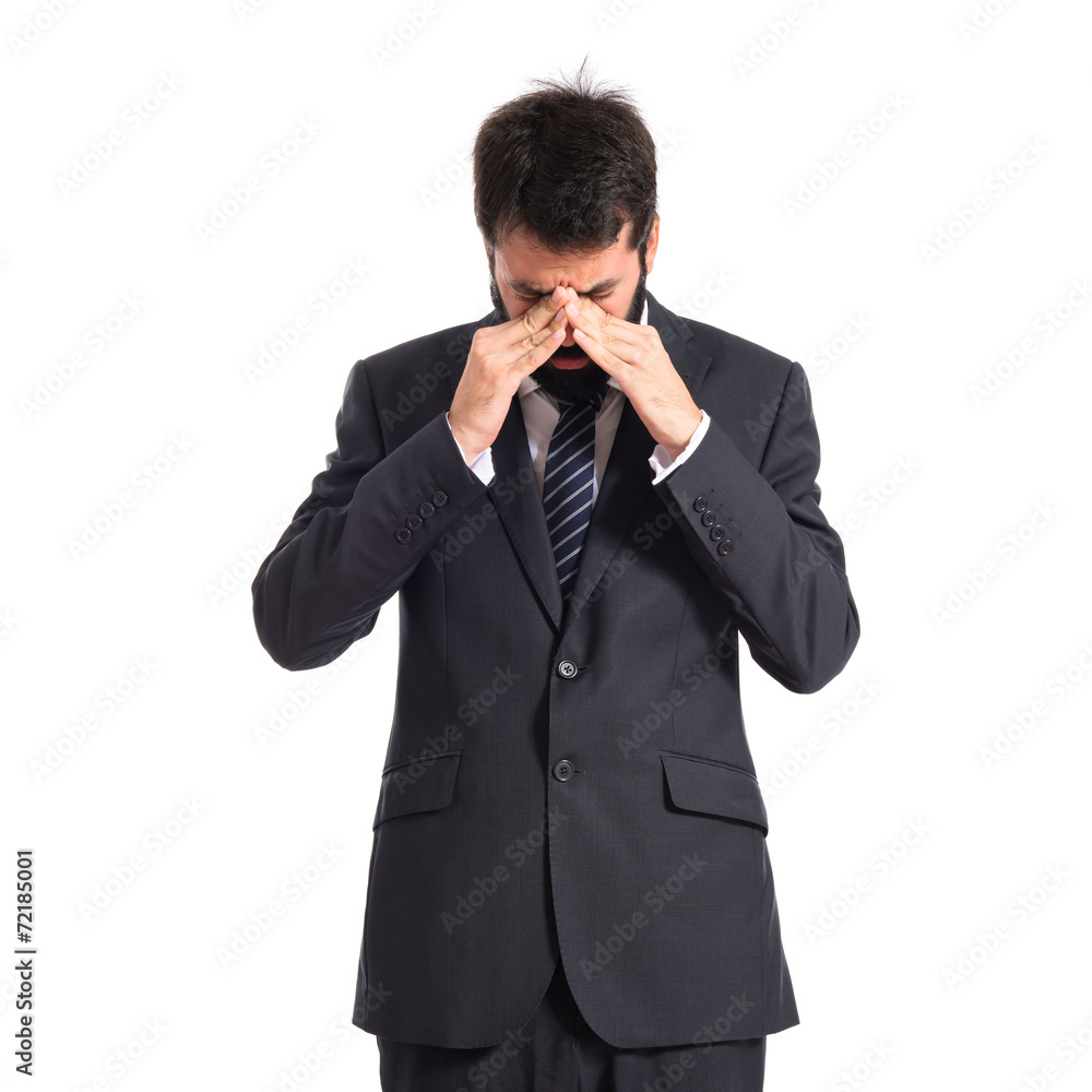 frustrated businessman over isolated white background frustrated businessman over isolated white background