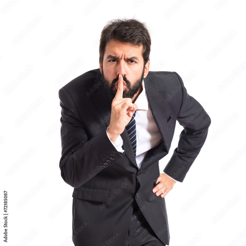 cute bussinesman making silence gesture cute bussinesman making silence gesture