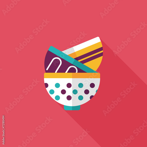 kitchenware bowl flat icon with long shadow,eps10