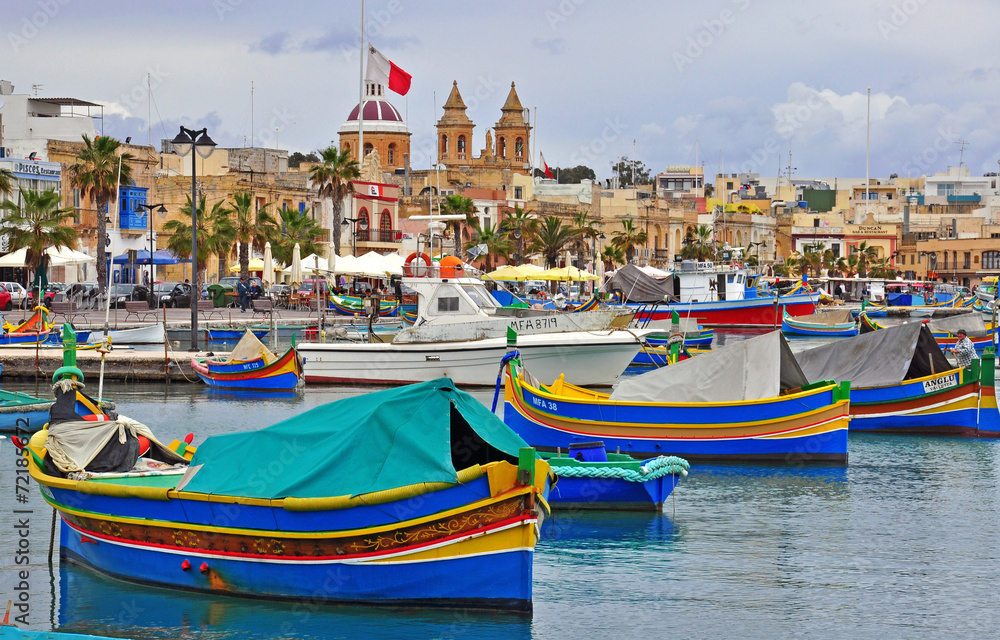 Maltese boats in Valletta harbour
