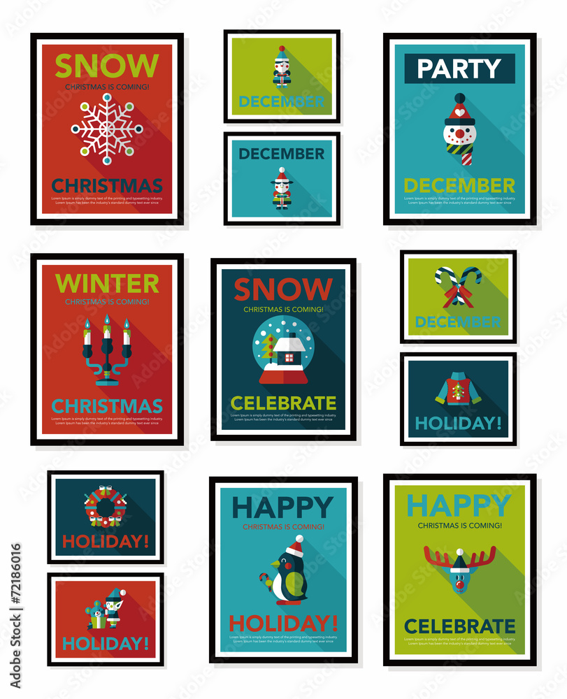Christmas poster flat banner design flat background set, eps10 Christmas poster flat banner design flat background set, eps10