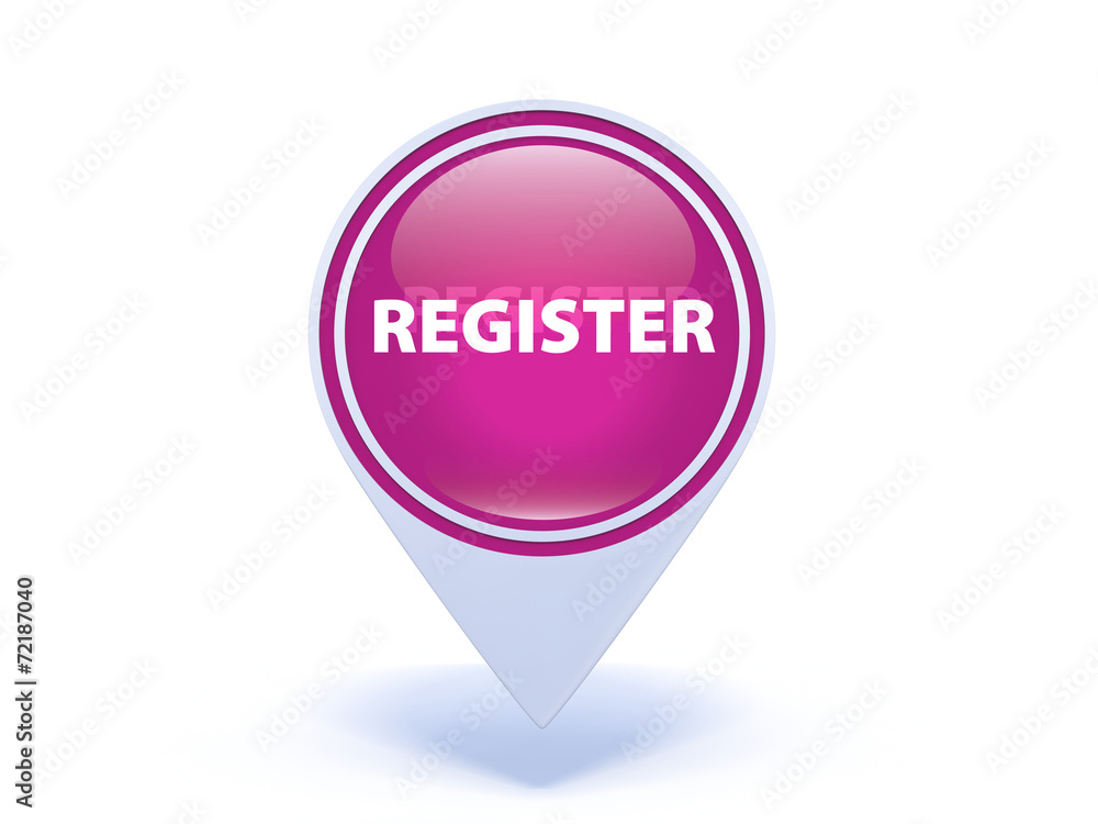 register pointer button on white background register pointer button on white background