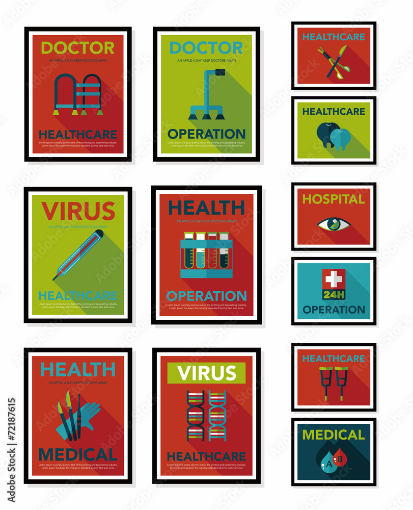 Hospital poster banner design flat background set, eps10 Hospital poster banner design flat background set, eps10