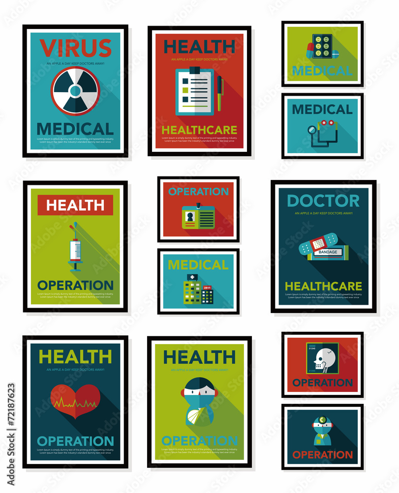 Hospital poster banner design flat background set, eps10 Hospital poster banner design flat background set, eps10