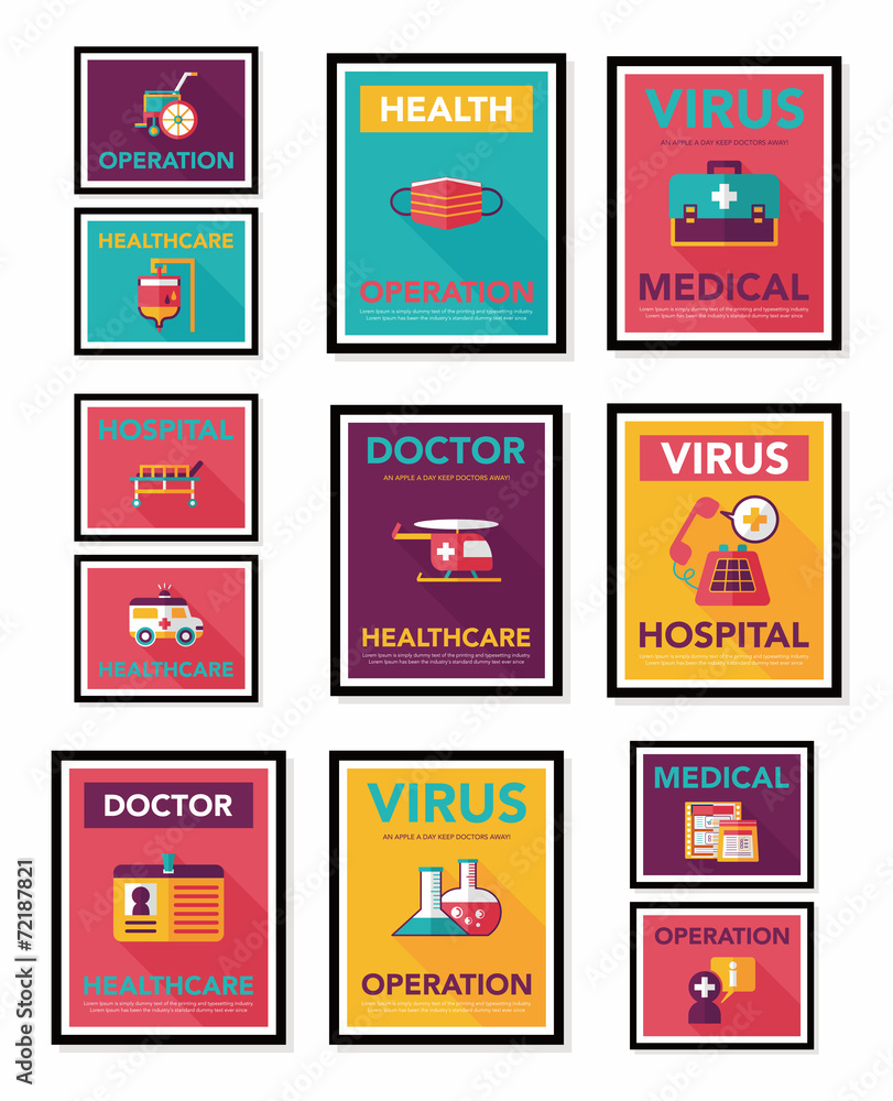 Hospital poster banner design flat background set, eps10 Hospital poster banner design flat background set, eps10
