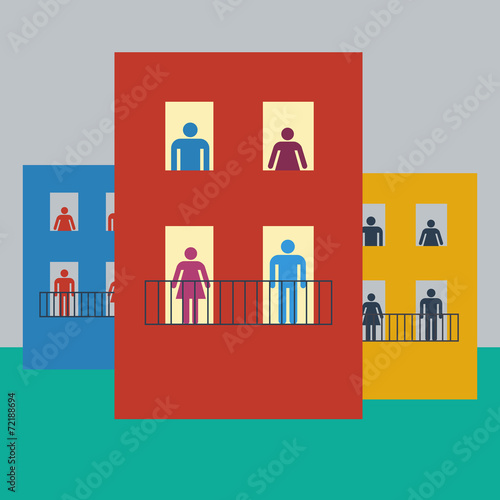 Принти на полотні Vector illustration life of condominium, flat design