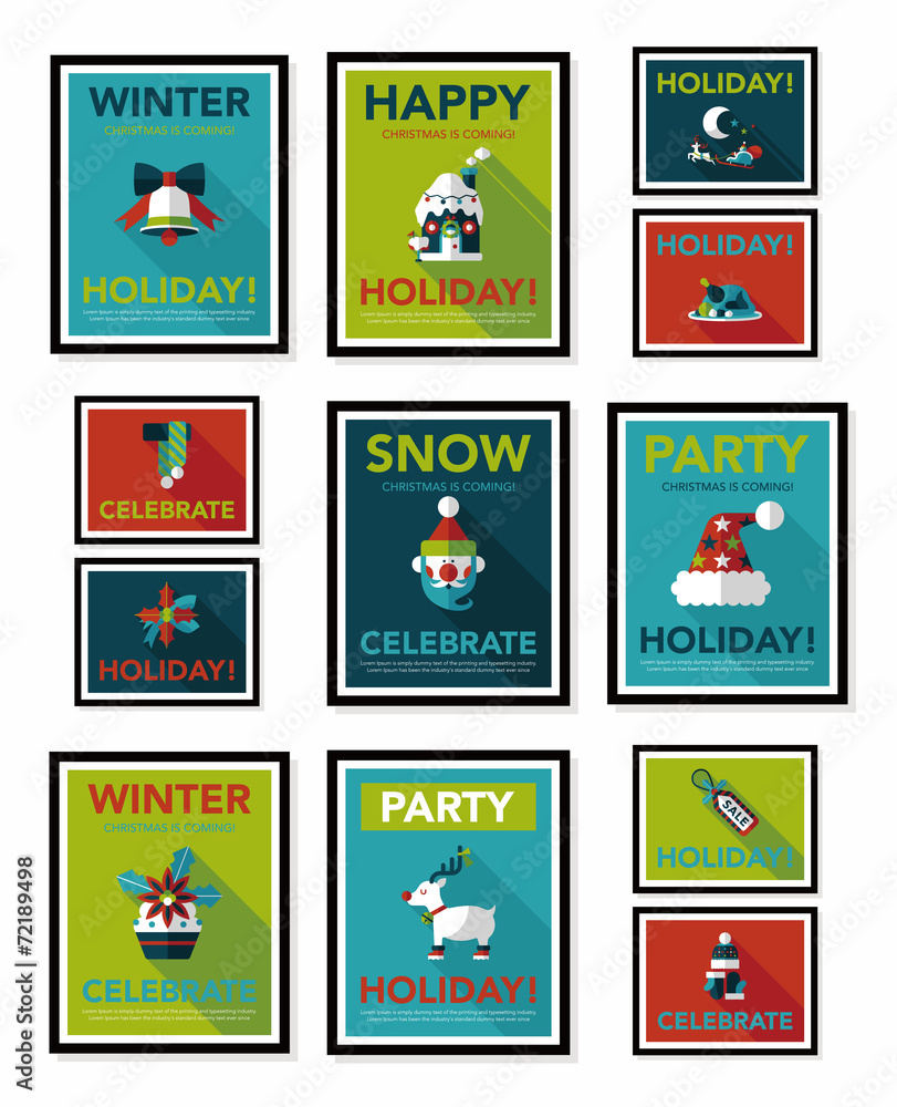 Christmas poster flat banner design flat background set, eps10 Christmas poster flat banner design flat background set, eps10