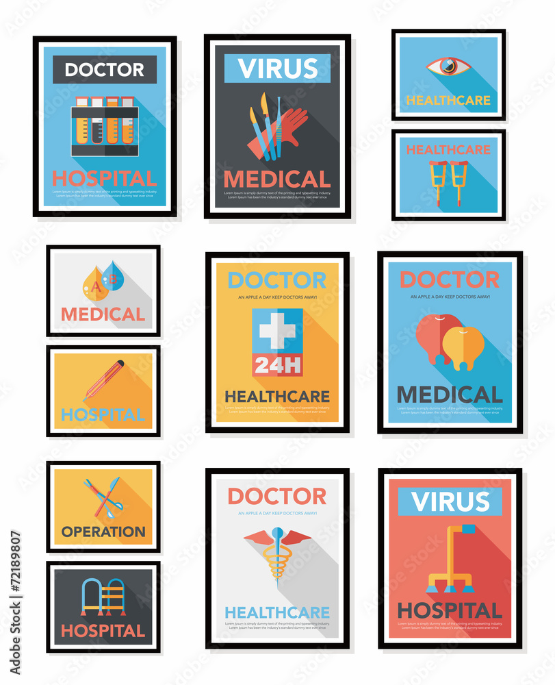 Hospital poster banner design flat background set, eps10 Hospital poster banner design flat background set, eps10