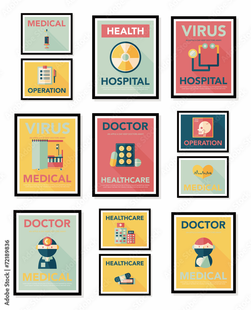 Hospital poster banner design flat background set, eps10 Hospital poster banner design flat background set, eps10