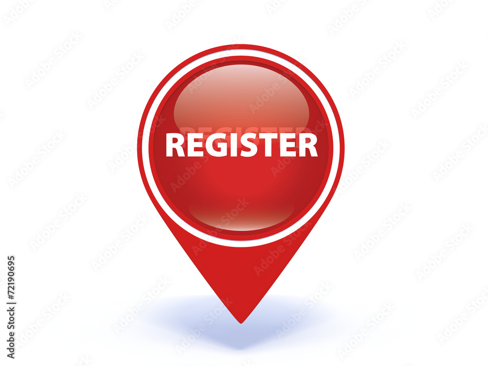 register pointer button on white background register pointer button on white background