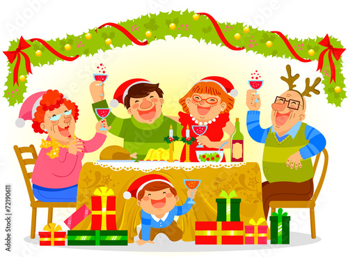 happy family having a Christmas dinner