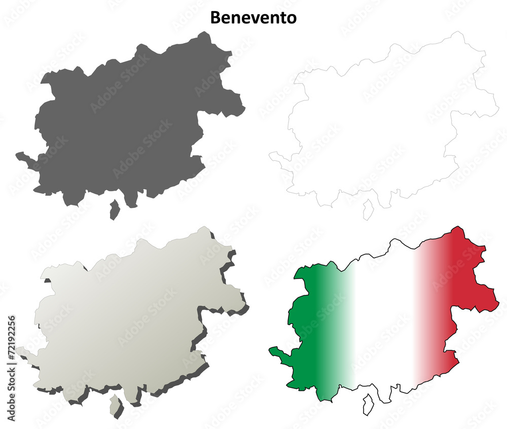 Benevento blank detailed outline map set