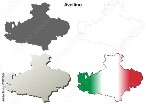 Avellino blank detailed outline map set