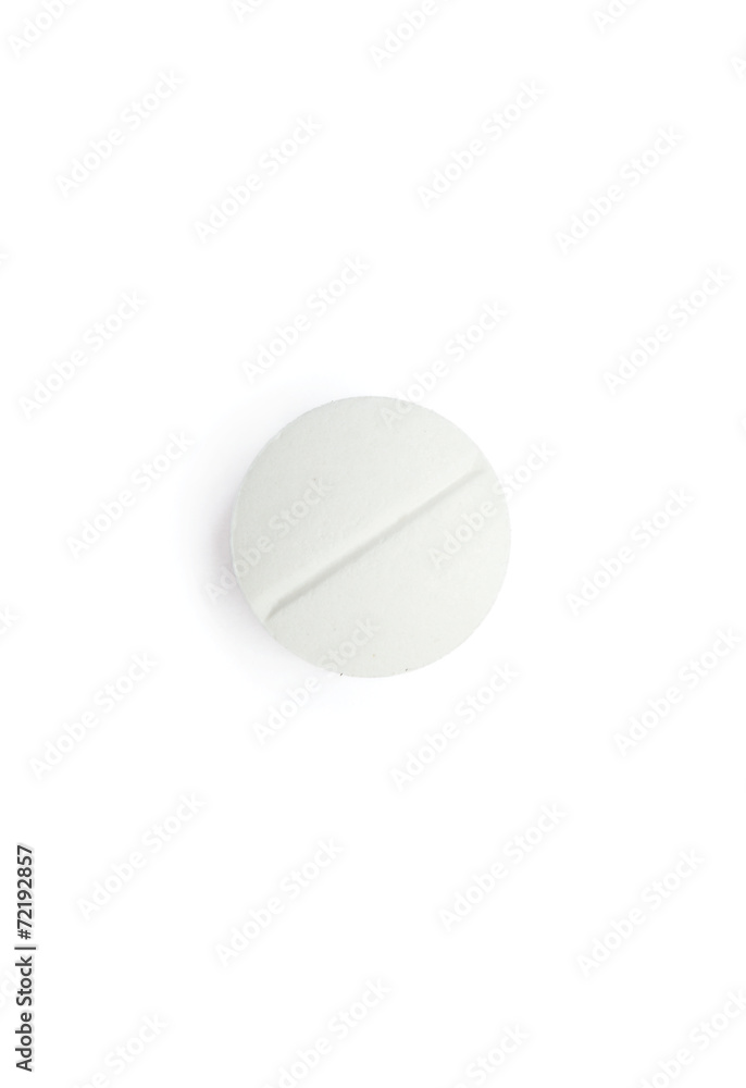 White tablet, isolated on white. Healthcare concept White tablet, isolated on white. Healthcare concept