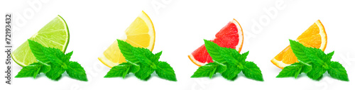 Obraz na płótnie citrus fruits with mint