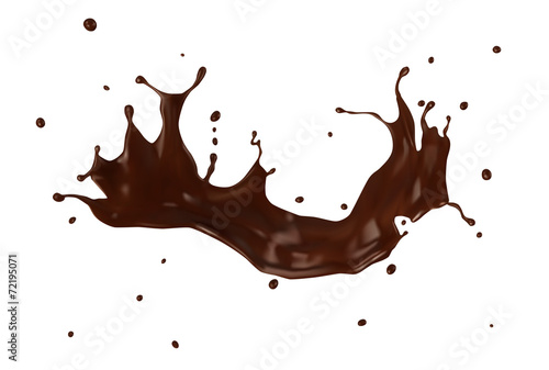 Hot chocolate splash, isolated on white background.