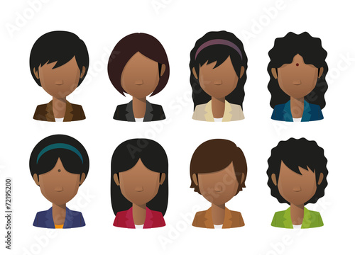 Young indian women wearing suit faceless avatar set
