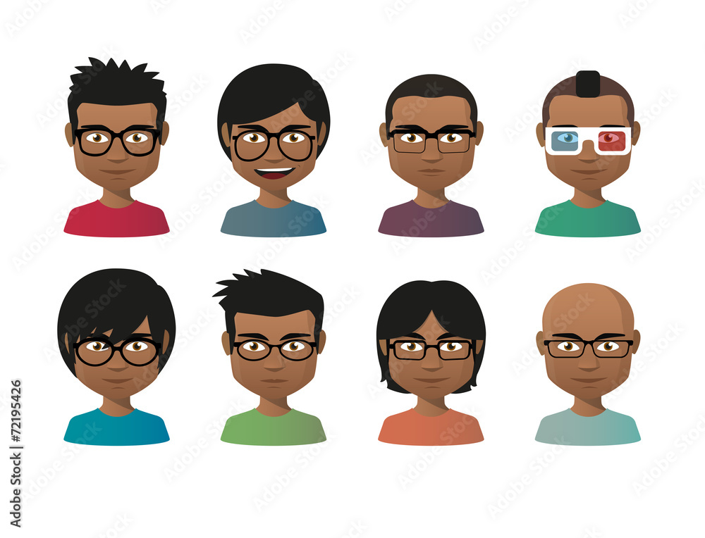 young indian men wearing glasses avatar set young indian men wearing glasses avatar set