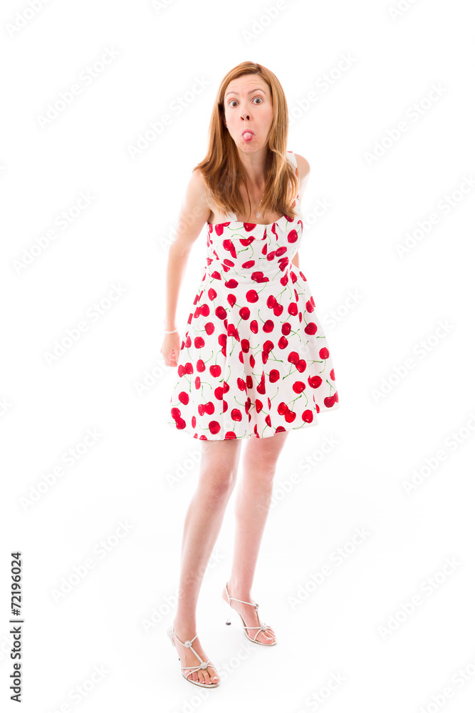 model isolated on plain background face sticking tongue out model isolated on plain background face sticking tongue out