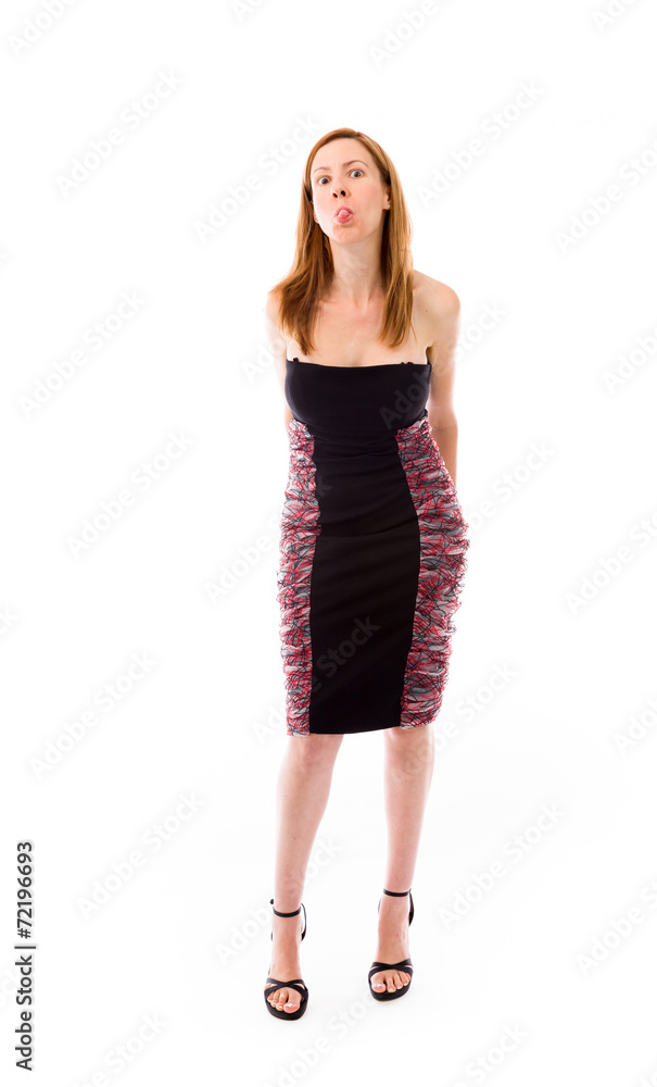 model isolated on plain background face sticking tongue out model isolated on plain background face sticking tongue out