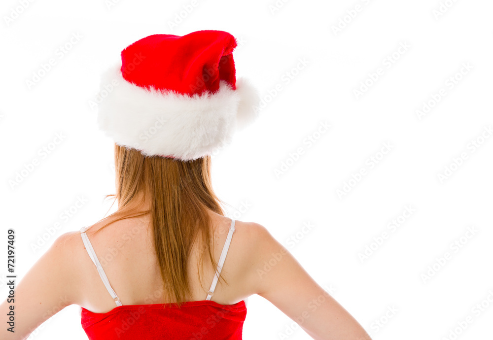model isolated on plain background back hands on hips model isolated on plain background back hands on hips