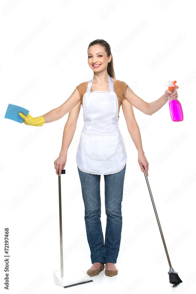 Young smiling woman isolated over white background. Young smiling woman isolated over white background.