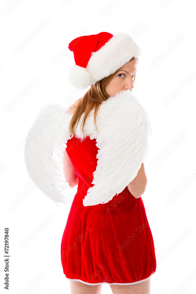 model isolated on plain background back looking behind model isolated on plain background back looking behind