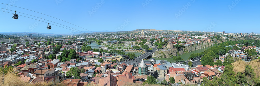 Wide panorama of Tbilisi from Narikala Fortress, Georgia