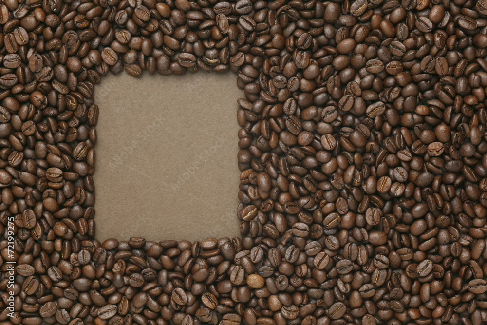 Caffe edition, coffee beans on old brown paper Caffe edition, coffee beans on old brown paper
