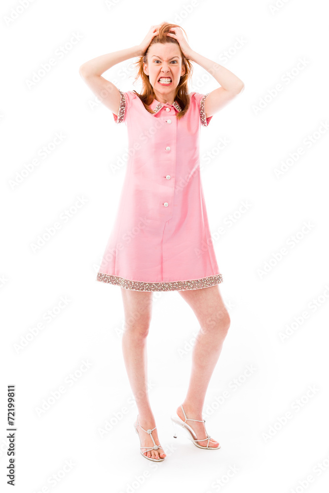 model isolated on plain background stressed upset pulling hairs model isolated on plain background stressed upset pulling hairs