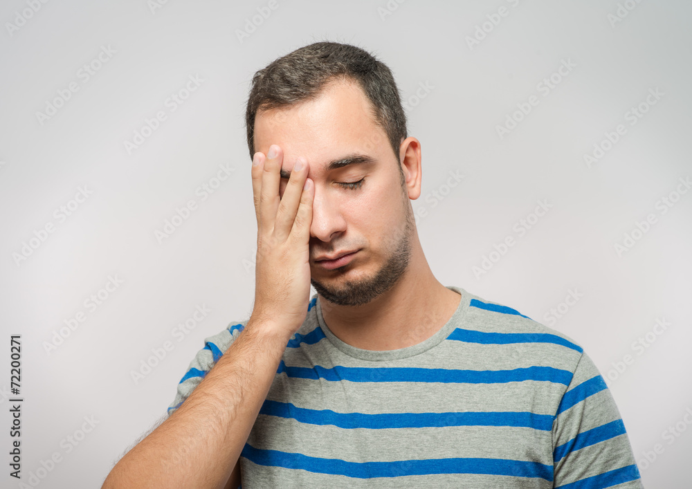 Man having headache. Man having headache.