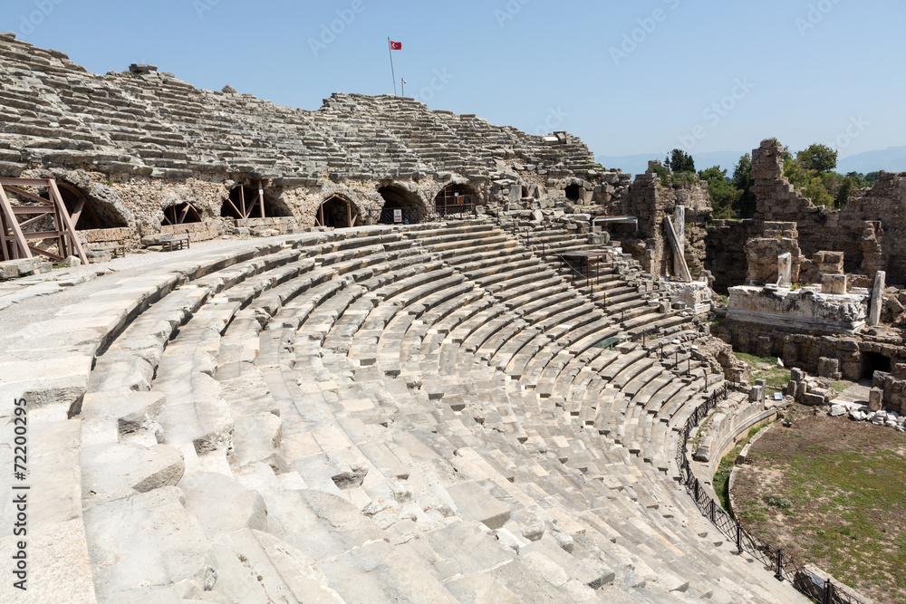The ruins of  ancient Roman amphitheatre in Side. Turkey