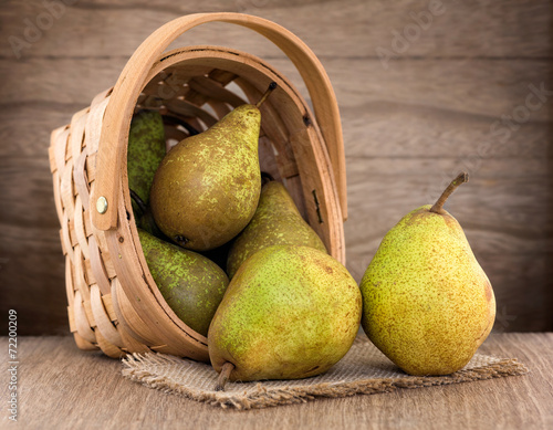 Pears on wood table