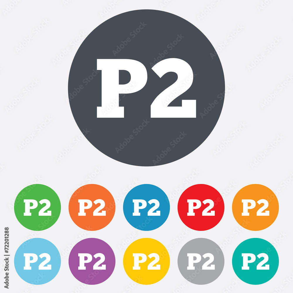 Parking second floor icon. Car parking P2 symbol Parking second floor icon. Car parking P2 symbol