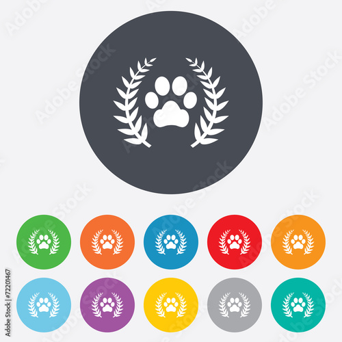 Winner pets laurel wreath sign icon.