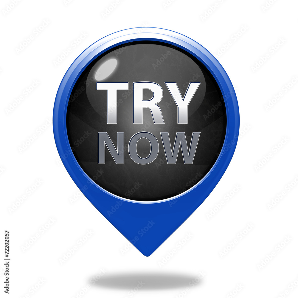 Try now pointer icon on white background Try now pointer icon on white background