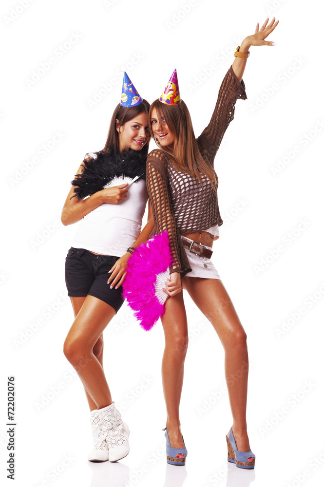 Two friends  on birthday party