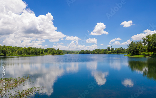 River with blue sky and cloud.