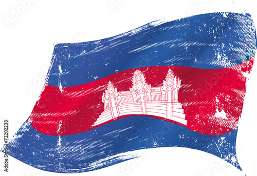waving cambodian grunge flag