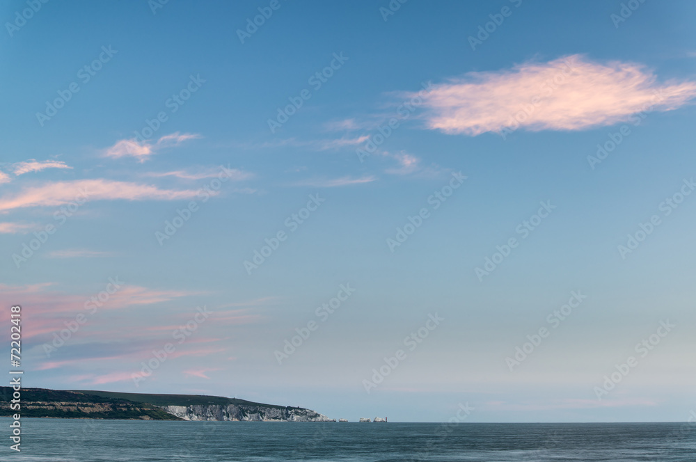Beautiful Summer sunset landscape over Isle of Wight in England
