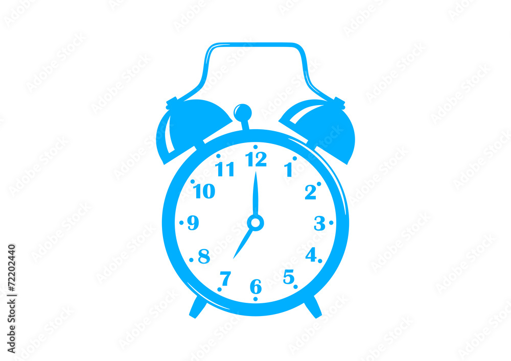 Blue alarm clock on white background Blue alarm clock on white background