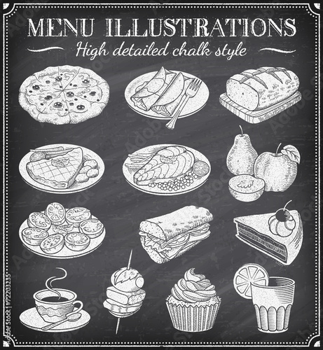 Vector Grunge Chalkboard Food Illustrations