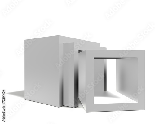 Drie moderne kubus design tafel - wit hoogglans