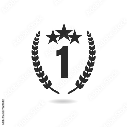 Number 1 or silhouette winner icon with laurel wreath.