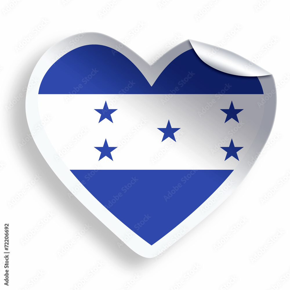 Heart sticker with flag of Honduras isolated on white Heart sticker with flag of Honduras isolated on white