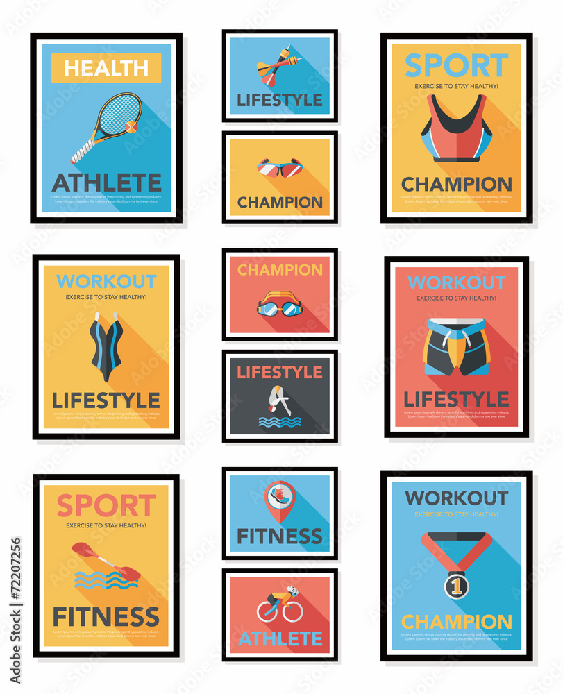 Sport poster flat banner design flat background set, eps10 Sport poster flat banner design flat background set, eps10