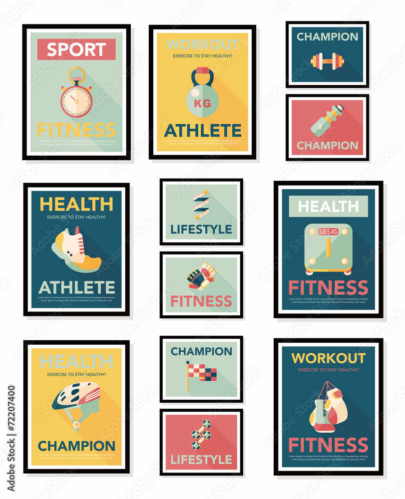 Sport poster flat banner design flat background set, eps10 Sport poster flat banner design flat background set, eps10