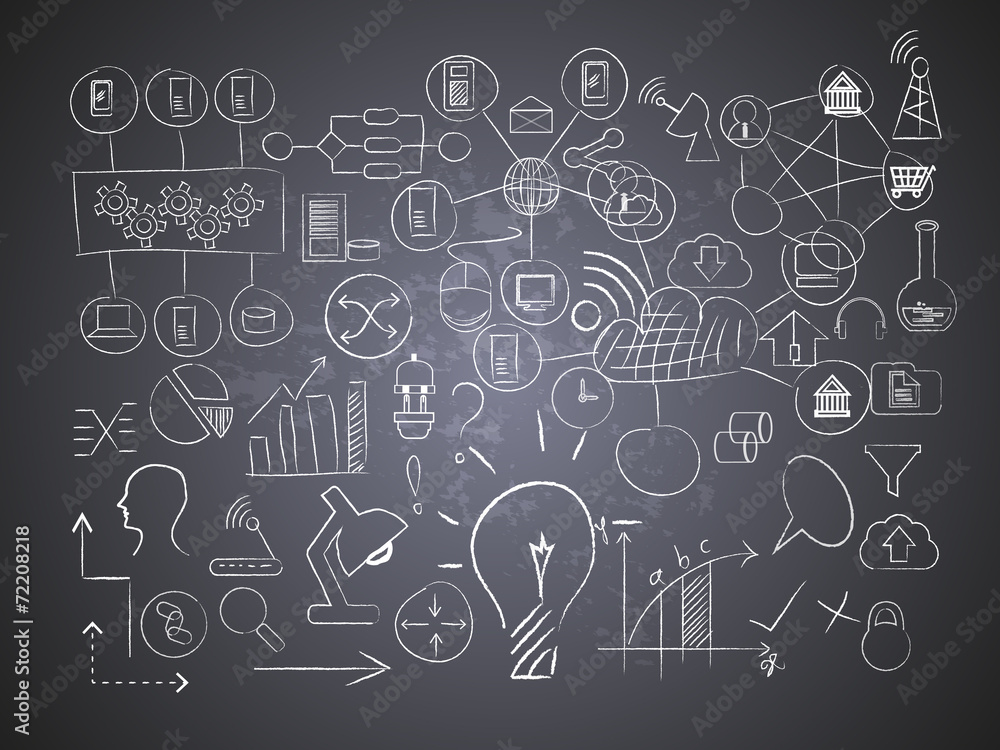 Information technology drawings on black board Information technology drawings on black board