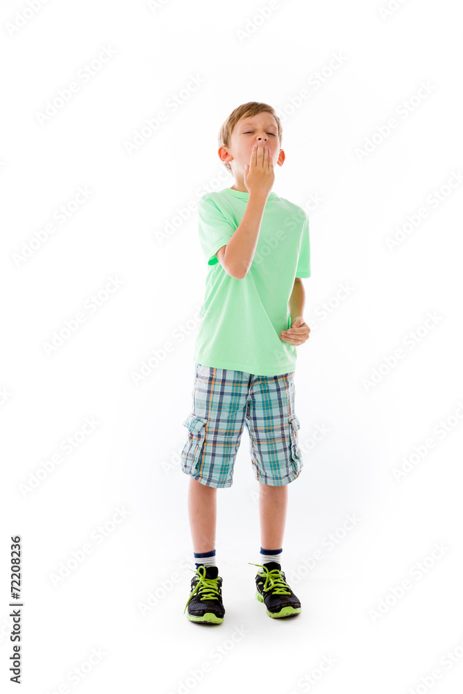 model isolated on plain background tired bored yawning model isolated on plain background tired bored yawning
