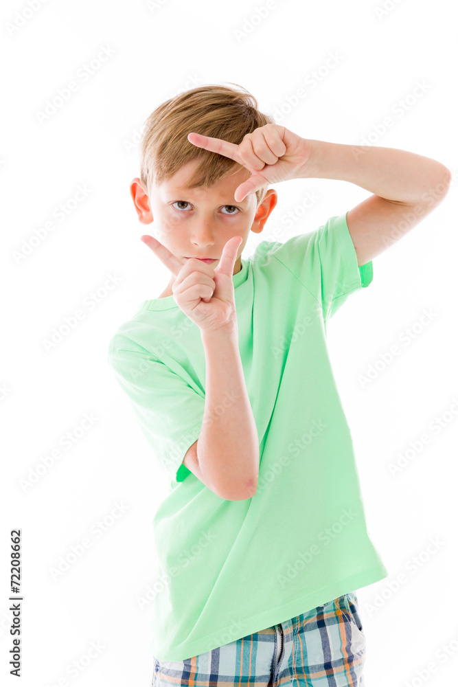 model isolated on plain background hand gesture framing focusing model isolated on plain background hand gesture framing focusing